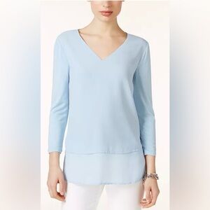 Michael Kors Blue V-Neck Layered Top